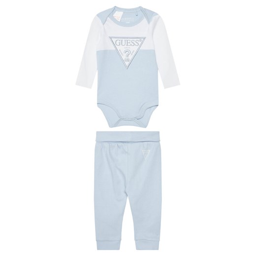Guess Komplet body i spodnie H5YW08 J1314 Niebieski Regular Fit ze sklepu MODIVO w kategorii Odzież dla niemowląt - zdjęcie 184193103