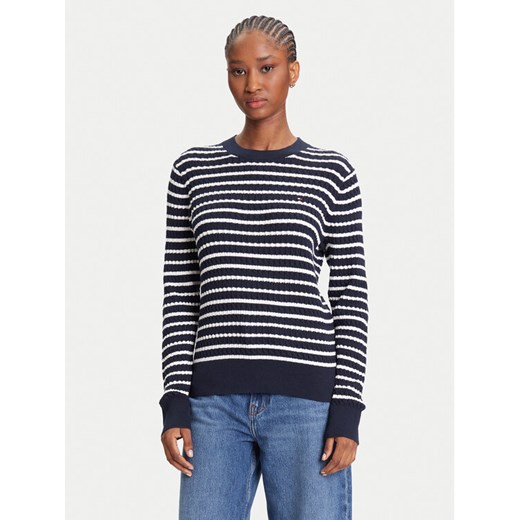 Tommy Hilfiger Sweter Fine WW0WW44993 Granatowy Regular Fit ze sklepu MODIVO w kategorii Swetry damskie - zdjęcie 184193150