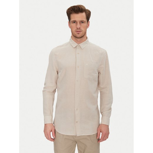 Calvin Klein Koszula K10K114488 Beżowy Regular Fit ze sklepu MODIVO w kategorii Koszule męskie - zdjęcie 184193164