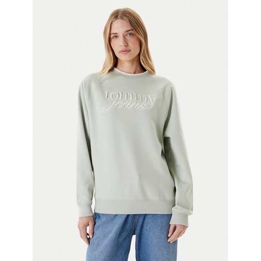 Tommy Jeans Bluza Script DW0DW21196 Zielony Regular Fit ze sklepu MODIVO w kategorii Bluzy damskie - zdjęcie 184193234