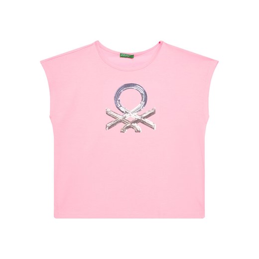 United Colors Of Benetton T-Shirt 3I1XC10P1 Różowy Regular Fit ze sklepu MODIVO w kategorii Bluzki dziewczęce - zdjęcie 184193341