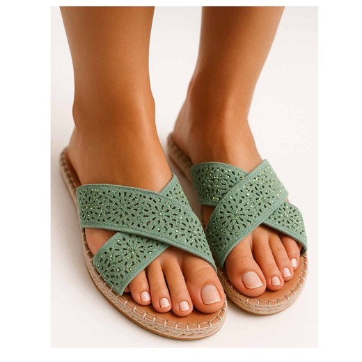 Zielone klapki espadryle /A2-2 17709 G188/ ze sklepu Pantofelek24.pl w kategorii Espadryle damskie - zdjęcie 184194333