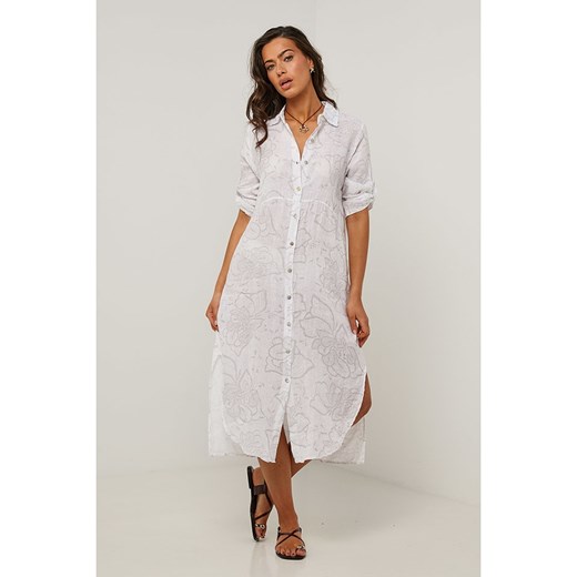 Le Monde du Lin Lniana sukienka w kolorze białym Le Monde Du Lin 34/36 okazja Limango Polska