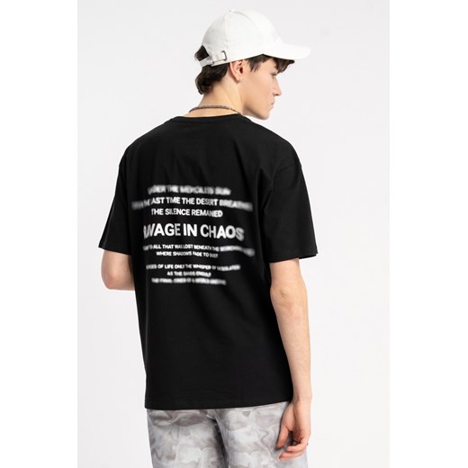 Czarny t-shirt z nadrukiem z tyłu, rozmiar - 146, kolor - czarny ze sklepu REPORTER w kategorii T-shirty chłopięce - zdjęcie 184194780