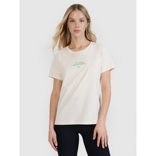 Damski t-shirt z nadrukiem 4F 4FRSS25TTSHF2786 - biały ze sklepu Sportstylestory.com w kategorii Bluzki damskie - zdjęcie 184195883