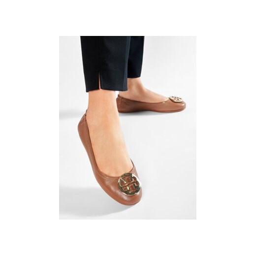 Baleriny Tory Burch Minnie Travel Ballet With Metal Logo 50393 Brązowy Tory Burch 40 eobuwie.pl