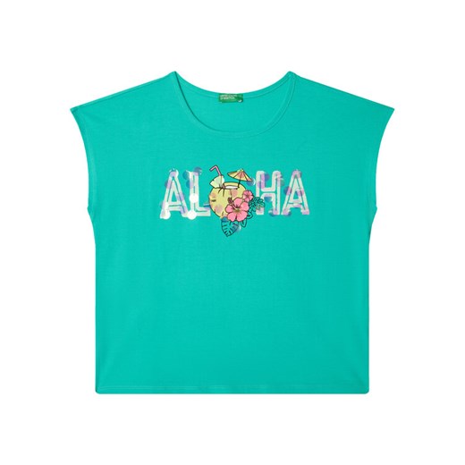 United Colors Of Benetton T-Shirt 3I1XC10P0 Zielony Regular Fit ze sklepu MODIVO w kategorii Bluzki dziewczęce - zdjęcie 184197081