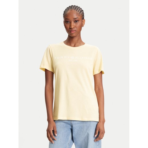 Tommy Hilfiger T-Shirt WW0WW40276 Żółty Regular Fit ze sklepu MODIVO w kategorii Bluzki damskie - zdjęcie 184197084