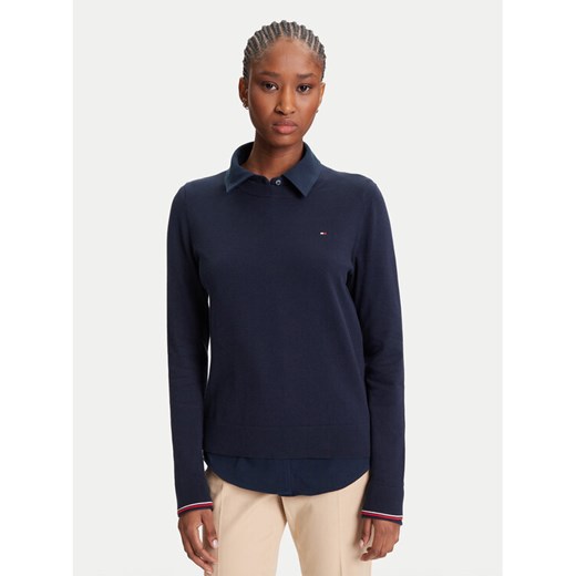 Tommy Hilfiger Sweter WW0WW44984 Granatowy Regular Fit ze sklepu MODIVO w kategorii Swetry damskie - zdjęcie 184197091