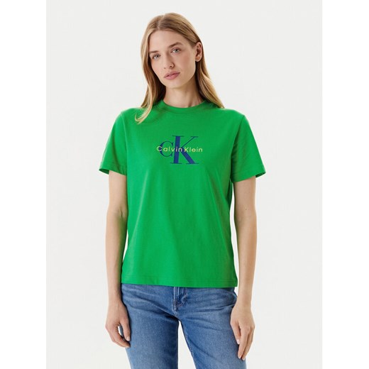 Calvin Klein Jeans T-Shirt Hero Classic LV047B865G Zielony Regular Fit ze sklepu MODIVO w kategorii Bluzki damskie - zdjęcie 184197104