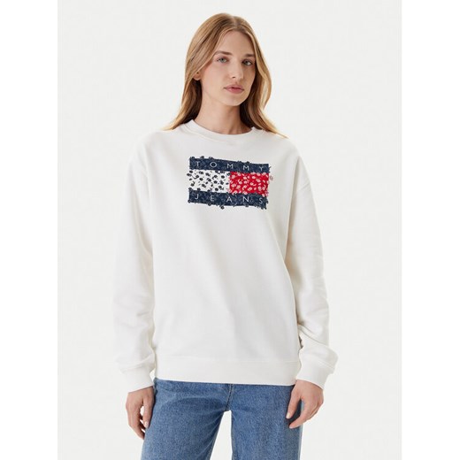 Tommy Jeans Bluza Floral Flag DW0DW20933 Biały Relaxed Fit ze sklepu MODIVO w kategorii Bluzy damskie - zdjęcie 184197121