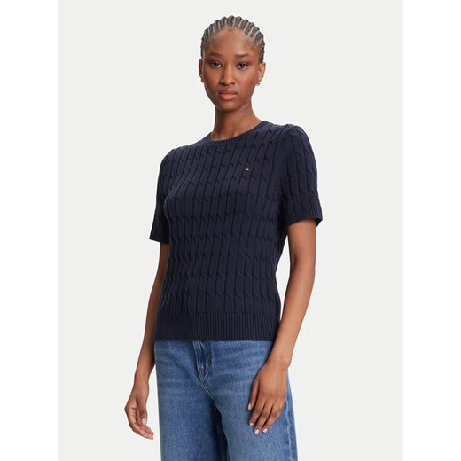 Tommy Hilfiger Sweter WW0WW45656 Granatowy Regular Fit ze sklepu MODIVO w kategorii Swetry damskie - zdjęcie 184197154