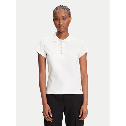 Tommy Hilfiger Polo Gold Button WW0WW45768 Écru Slim Fit ze sklepu MODIVO w kategorii Bluzki damskie - zdjęcie 184197174