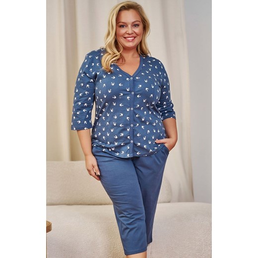 Doctor Nap rozpinana piżama damska plus size PB.7265.DEEP_BLUE, Kolor niebieski-wzór, Rozmiar L, Doctor Nap ze sklepu Primodo w kategorii Piżamy damskie - zdjęcie 184198040