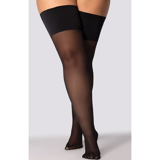 Pończochy samonośne plus size czarne Grace 30 DEN, Kolor czarny (onyx), Rozmiar 5/6, Mona Queen Size ze sklepu Primodo w kategorii Rajstopy - zdjęcie 184198243