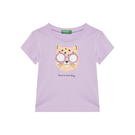 United Colors Of Benetton T-Shirt 3096G10J8 Fioletowy Regular Fit ze sklepu MODIVO w kategorii Bluzki dziewczęce - zdjęcie 184199582