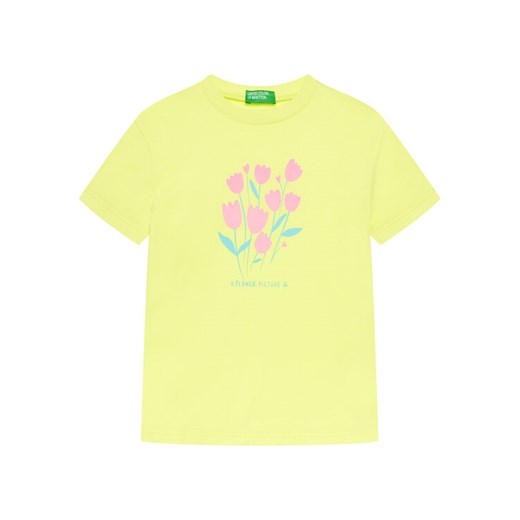 United Colors Of Benetton T-Shirt 3JERG10J3 Żółty Regular Fit ze sklepu MODIVO w kategorii Bluzki dziewczęce - zdjęcie 184199614