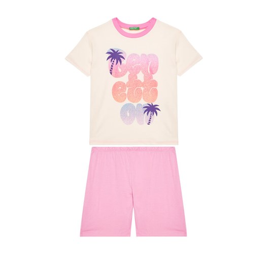 United Colors Of Benetton Piżama 30960P08O Różowy Regular Fit ze sklepu MODIVO w kategorii Piżamy dziecięce - zdjęcie 184199624