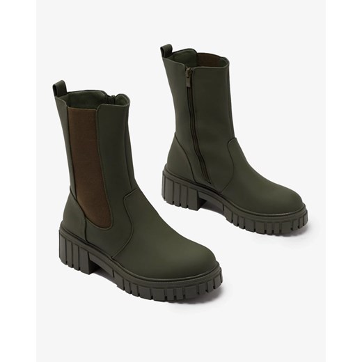 Royalfashion Ciemnozielone matowe damskie wysokie botki Dirmany Royalfashion.pl 40 okazyjna cena royalfashion.pl