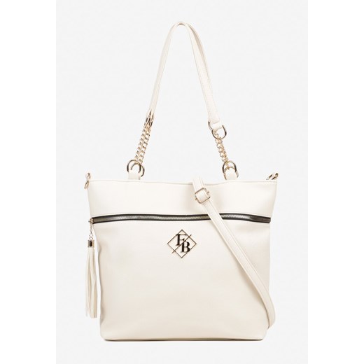 Biała Torebka Typu Shopper z Ozdobnymi Rączkami i Paskiem na Ramię Idaloriela ze sklepu renee.pl w kategorii Torby Shopper bag - zdjęcie 184202982