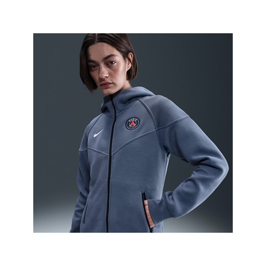 Damska dzianinowa bluza piłkarska z kapturem i zamkiem na całej długości Nike Paris Saint-Germain Tech Windrunner - Niebieski ze sklepu Nike poland w kategorii Bluzy damskie - zdjęcie 184204032