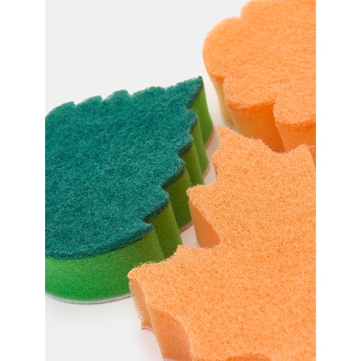 Sinsay - Gąbki do naczyń w kształcie liści 3 pack - wielobarwny Sinsay One Size Sinsay