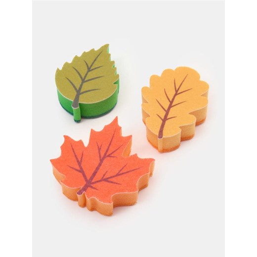 Sinsay - Gąbki do naczyń w kształcie liści 3 pack - wielobarwny Sinsay One Size Sinsay