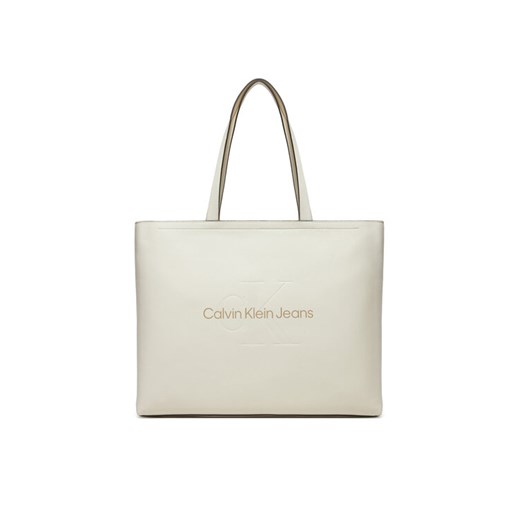 Torebka Calvin Klein Jeans Sculpted Slim K60K612222 Biały ze sklepu eobuwie.pl w kategorii Torby Shopper bag - zdjęcie 184206500