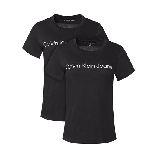 Calvin Klein Jeans Komplet 2 t-shirtów J20J220161 Czarny Slim Fit ze sklepu MODIVO w kategorii Bluzki damskie - zdjęcie 184206712