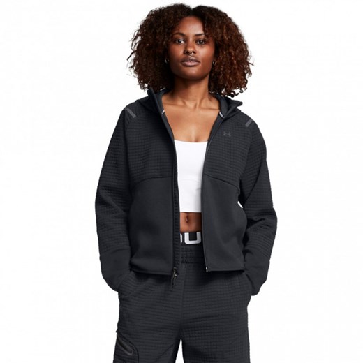 Damska bluza treningowa rozpinana z kapturem Under Armour Unstoppable Flc Txt Fz - czarna ze sklepu Sportstylestory.com w kategorii Bluzy damskie - zdjęcie 184208030