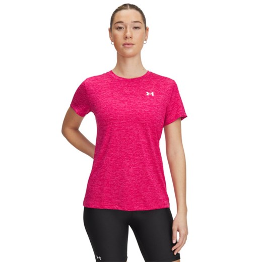 Damska koszulka treningowa Under Armour Tech SSC- Twist - różowa ze sklepu Sportstylestory.com w kategorii Bluzki damskie - zdjęcie 184208073