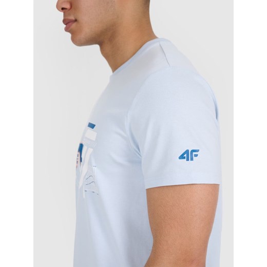 Męski t-shirt z nadrukiem 4F 4FRSS25TTSHM2998 - niebieski M Sportstylestory.com