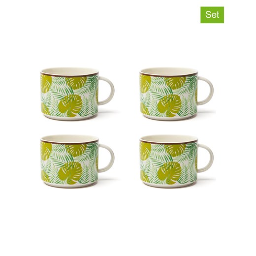 Trendy Kitchen by EXCÉLSA Kubki jumbo (4 szt.) &quot;Foliage&quot; w kolorze zielonym - 500 ml ze sklepu Limango Polska w kategorii Kubki - zdjęcie 184209104
