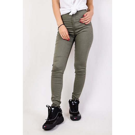 Zielone spodnie skinny jeans z wysokim stanem ze sklepu olika.com.pl w kategorii Jeansy damskie - zdjęcie 184211033
