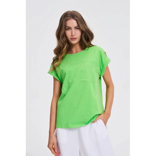 T-shirt z kieszonką zielony ze sklepu Moodo.pl w kategorii Bluzki damskie - zdjęcie 184211641