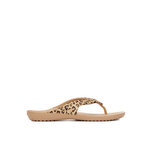 Japonki Crocs KADEE II LEOPARD FLIP W 206398-98R Beżowy ze sklepu eobuwie.pl w kategorii Klapki damskie - zdjęcie 184212470