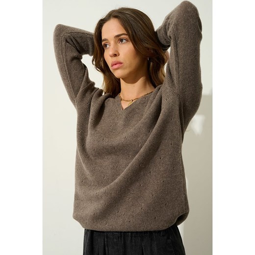 AUTHENTIC CASHMERE Kaszmirowy sweter "Doty" w kolorze brązowym XL wyprzedaż Limango Polska
