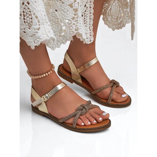 Royalfashion Damskie sandały z ozdobnymi cyrkoniami Bella Shine Royalfashion.pl 40 wyprzedaż royalfashion.pl