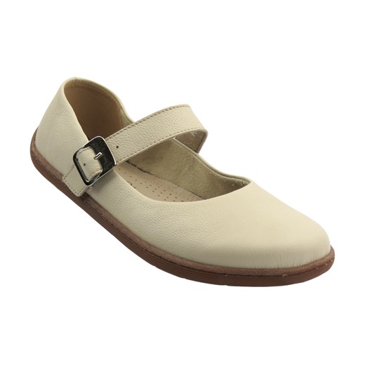 Skórzane półbuty Barefoot damskie beżowe Nika Komfort 1445 ze sklepu ulubioneobuwie w kategorii Półbuty damskie - zdjęcie 184220954