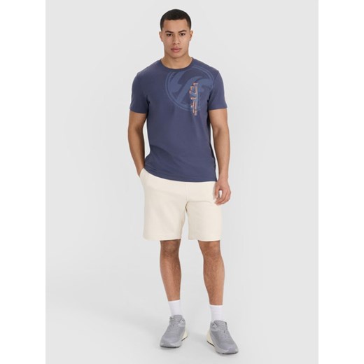 Męski t-shirt z nadrukiem 4F 4FRSS25TTSHM3002 - granatowy XL Sportstylestory.com