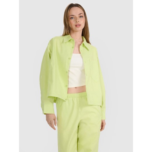 Damska koszula oversize 4F 4FRSS25TSHIF130 -żółta ze sklepu Sportstylestory.com w kategorii Koszule damskie - zdjęcie 184221462