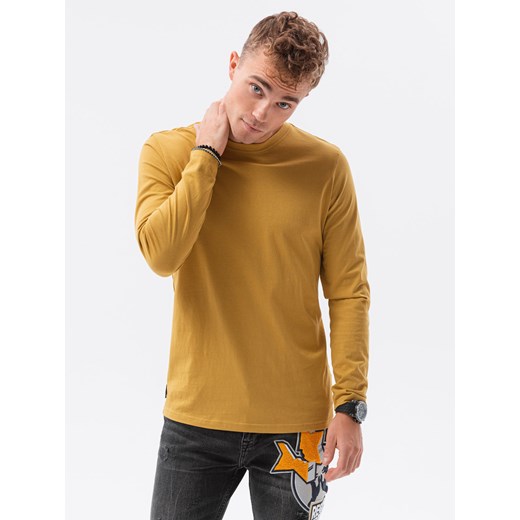 Longsleeve męski bez nadruku - musztardowy V10 L138 XXL promocja ombre