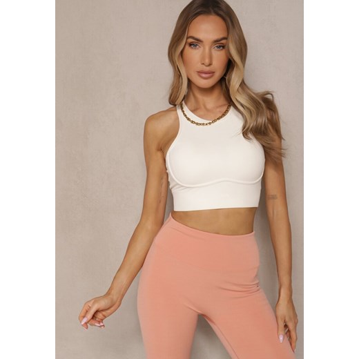 Jasnobeżowy Gładki Biustonosz Sportowy z Usztywnieniem Tosilia Renee M wyprzedaż renee.pl