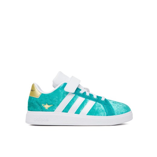 Sneakersy adidas Disney Jasmine Grand Court 2.0 JR4919 Turkusowy ze sklepu eobuwie.pl w kategorii Buty sportowe dziecięce - zdjęcie 184227213