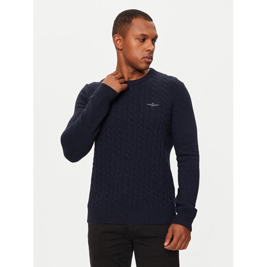 Aeronautica Militare Sweter 242MA1484L417 Granatowy Regular Fit ze sklepu MODIVO w kategorii Swetry męskie - zdjęcie 184227851
