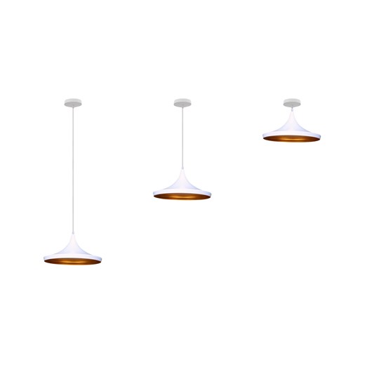 Metalowa lampa wisząca regulowana biała FIGARO ze złotymi elementami ze sklepu Lysne w kategorii Lampy wiszące - zdjęcie 184228800