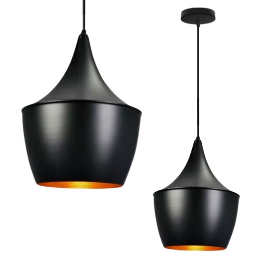 Metalowa lampa wisząca do salonu LED LOLLIPOP czarna ze złotym wnętrzem ze sklepu Lysne w kategorii Lampy wiszące - zdjęcie 184228811