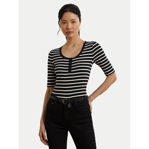 LAUREN RALPH LAUREN Bluzka 200971086002 Czarny Slim Fit ze sklepu MODIVO w kategorii Bluzki damskie - zdjęcie 184231762