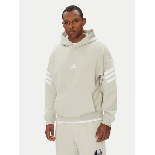 adidas Bluza Future Icons 3-Stripes JW7099 Beżowy Regular Fit ze sklepu MODIVO w kategorii Bluzy męskie - zdjęcie 184231764