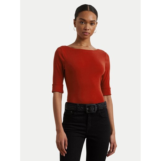 LAUREN RALPH LAUREN Bluzka 200654963193 Czerwony Slim Fit ze sklepu MODIVO w kategorii Bluzki damskie - zdjęcie 184231772